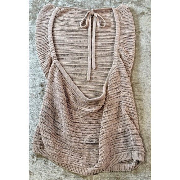 Guess Halter Top Womens Size L Champagne Color SL Rhea Cowl Neck Milk Tea - Picture 9 of 16